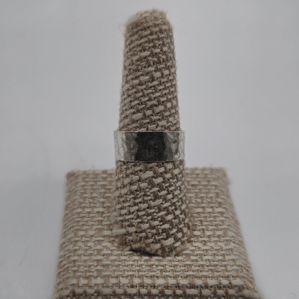 Size 8.5 Sterling Silver Unisex Rustic Pattern Band Ring A3595